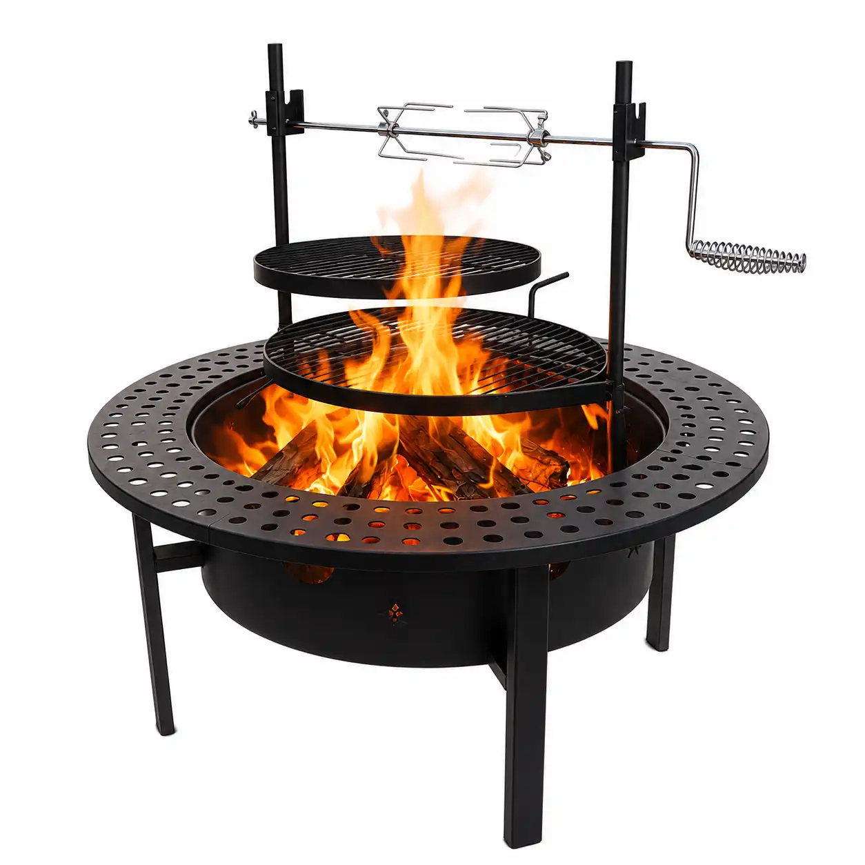 BraaiBoss 60cm Mega Fire Pit & Braai Grill with Rotisserie