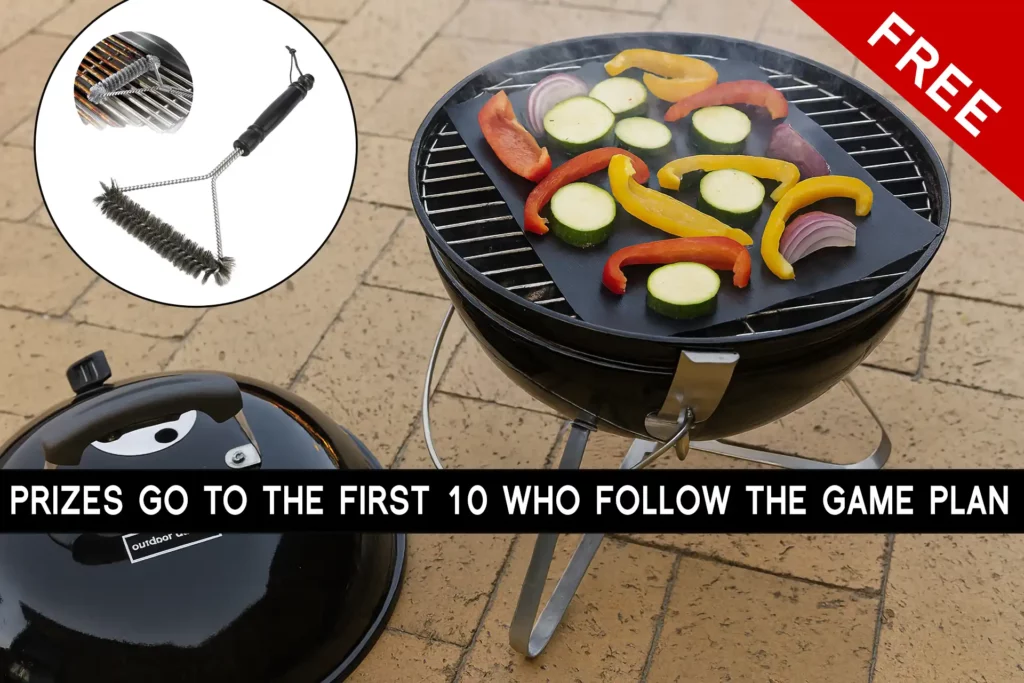 Grill with vegetables and free barbecue brush offer