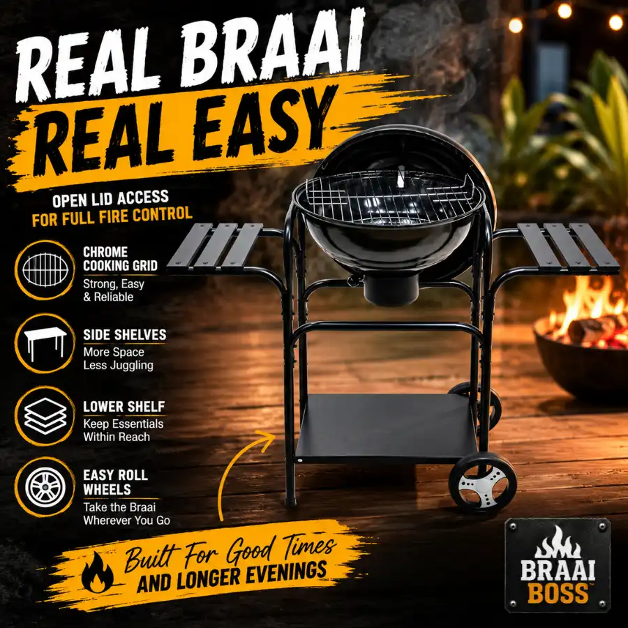 charcoal kettle grill,46cm kettle grill,kettle braai,weber braai,braai boss,charcoal braais