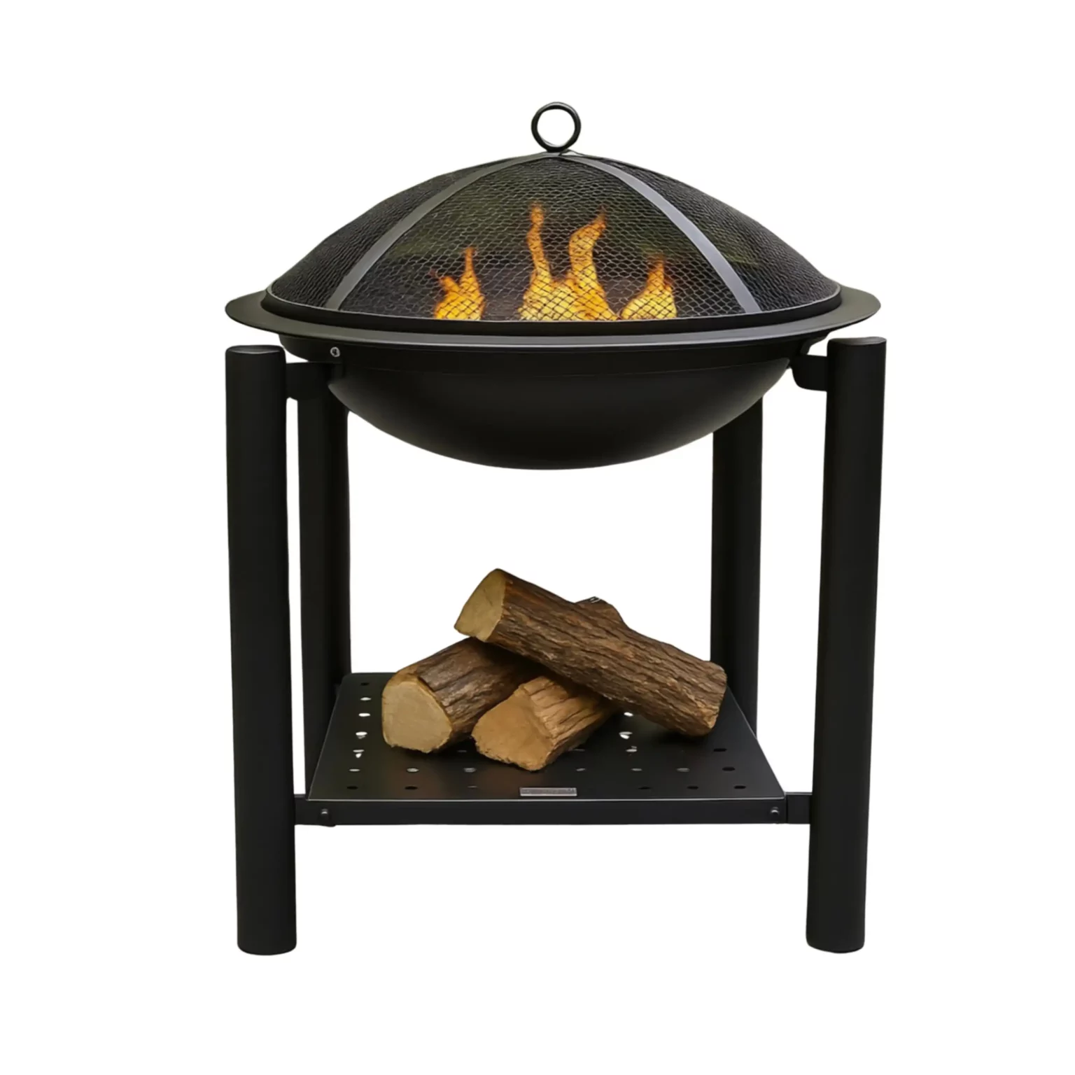 BraaiBoss 57cm Fire Pit & Braai Grill with Wood Rack