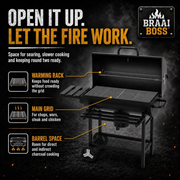 70cm Charcoal Barrel Braai,braai boss,charcoal braai,family braai