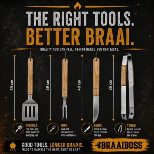 BraaiBoss Fire-Ready 8 Piece Braai Tool Set with Storage Apron 002