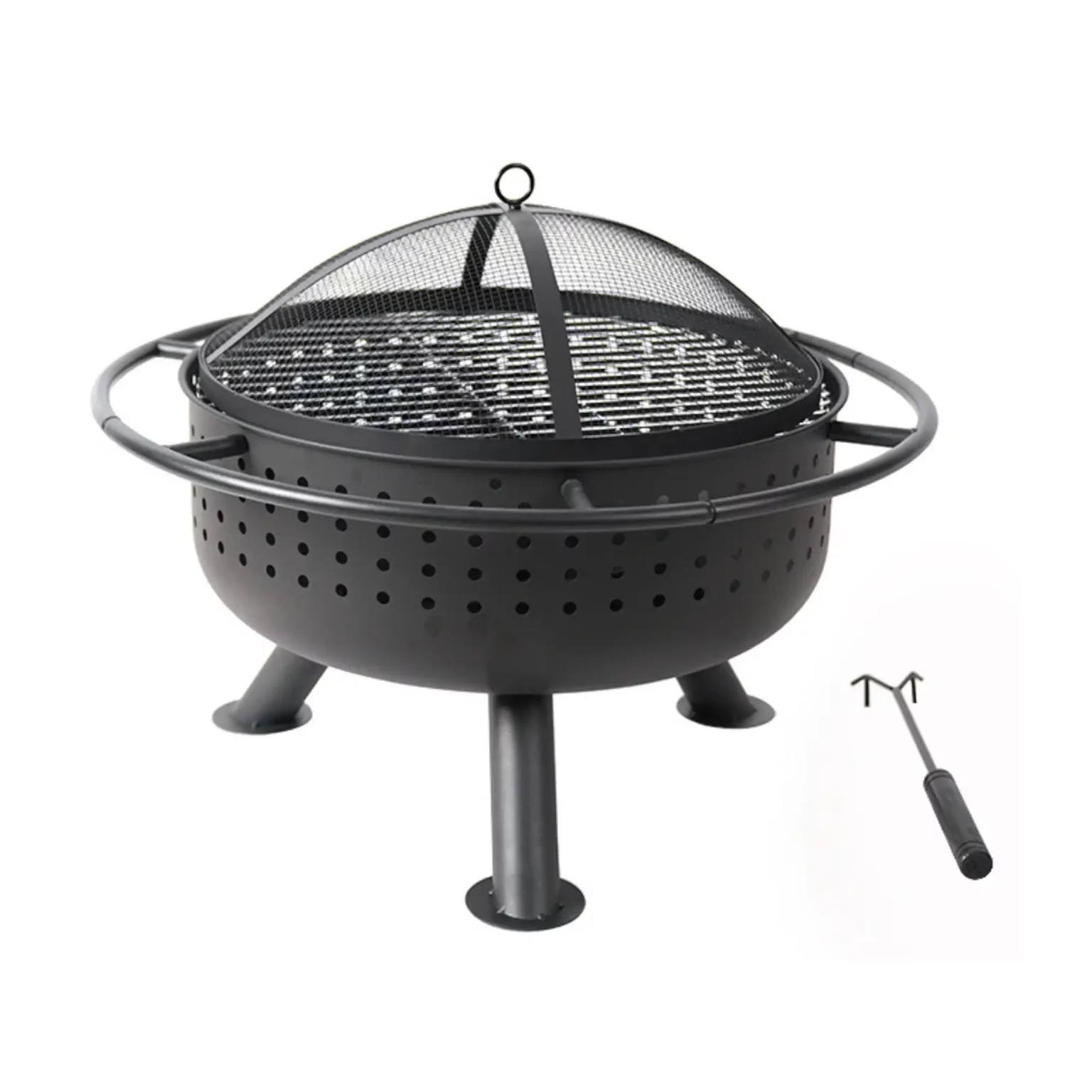 BraaiBoss Core Fire Pit & Braai Grill with 51cm Grid & Mesh Cover
