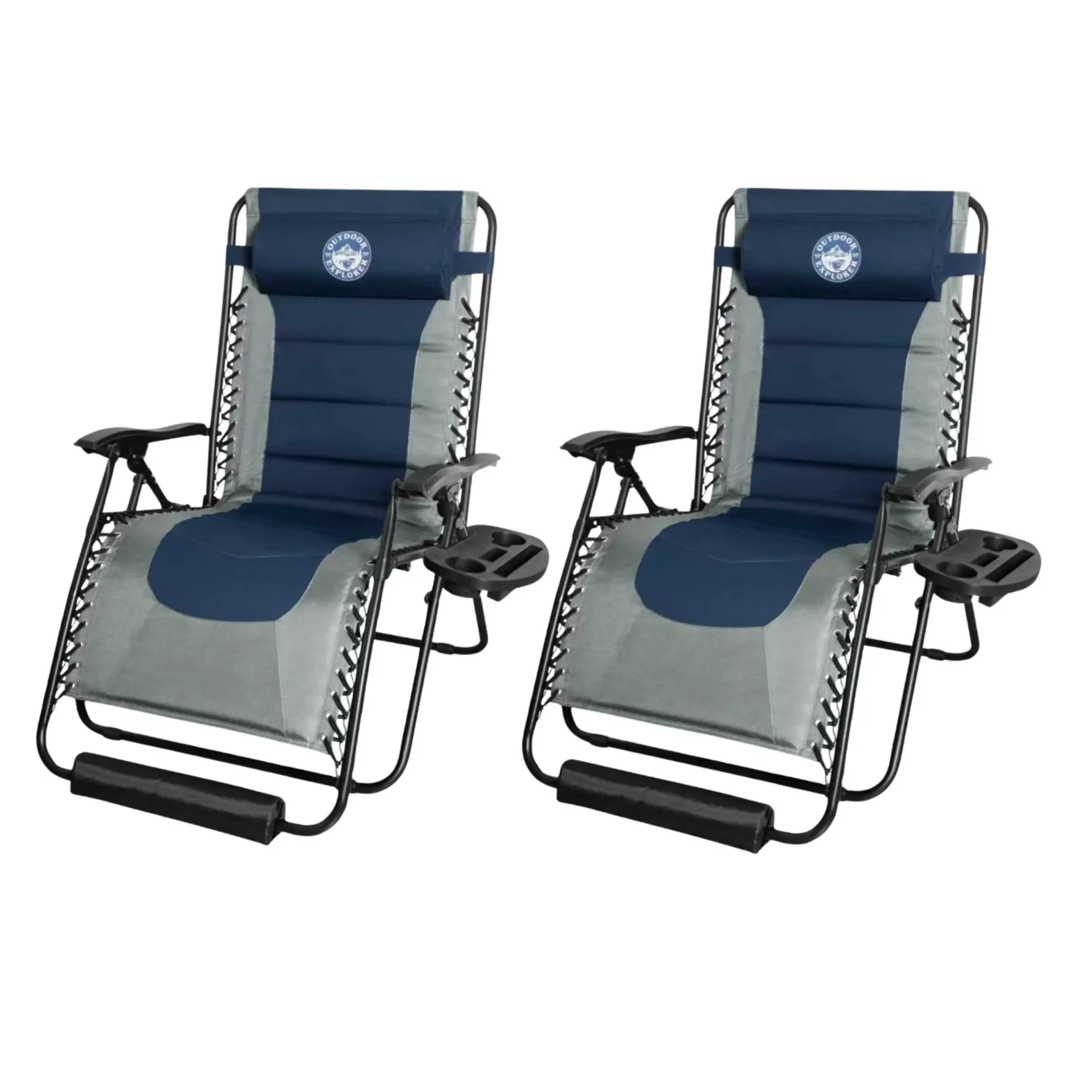 Hercules 160kg Padded Zero Gravity Lounger (Set of 2) - Nightfall Grey