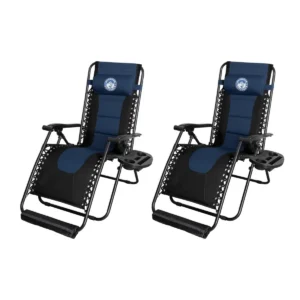 Atlas 150kg Padded Zero Gravity Lounger (Set of 2) - Midnight Blue