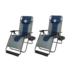 Atlas 150kg Padded Zero Gravity Lounger (Set of 2) - Nightfall Grey
